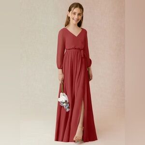 Azazie Angelica Rust Formal Kids Dress Girl Size 6